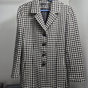 Kasper Black and White Houndstooth Blazer